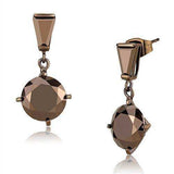 Alamode IP Coffee light Brass Earrings with AAA Grade CZ in Light Coffee - Alamode - Flyclothing LLC