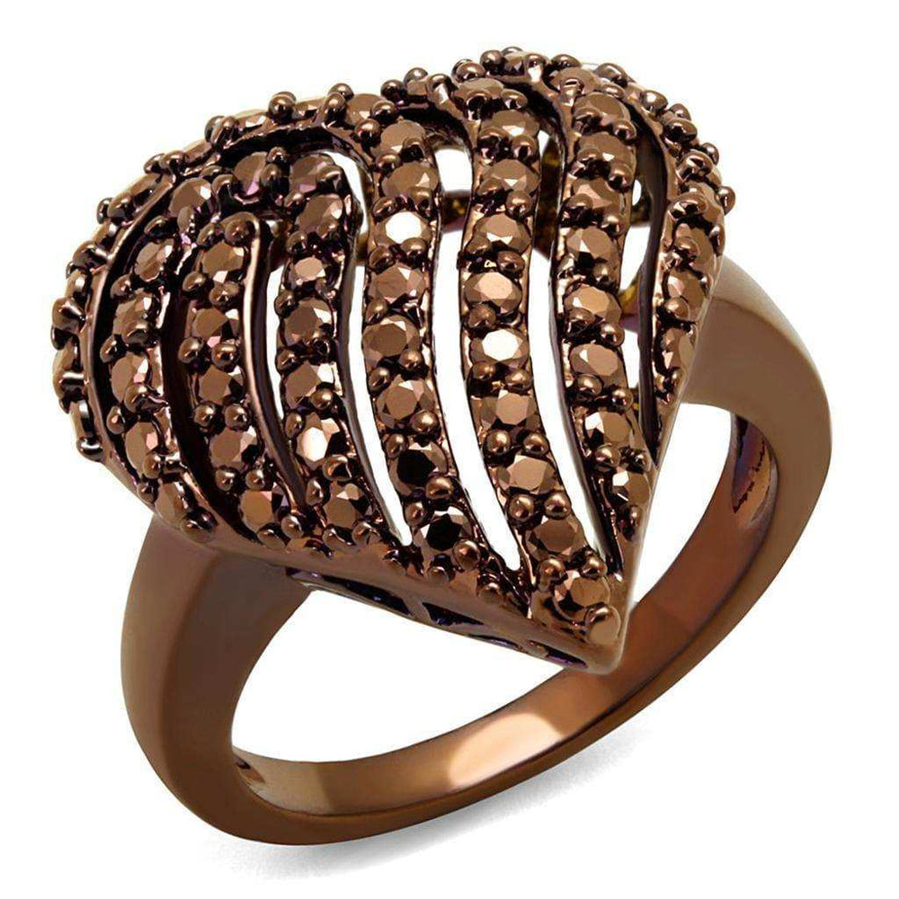 Alamode IP Coffee light Brass Ring with AAA Grade CZ in Light Coffee - Alamode - Flyclothing LLC