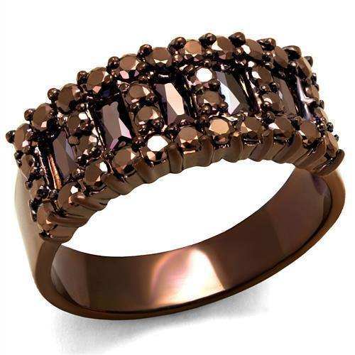 Alamode IP Coffee light Brass Ring with AAA Grade CZ in Light Coffee - Alamode - Flyclothing LLC
