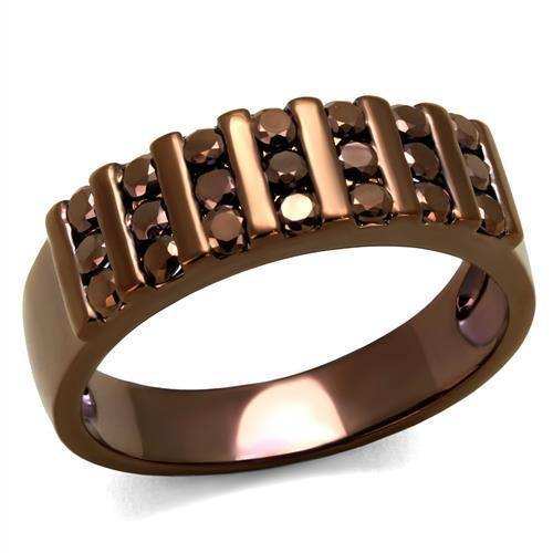 Alamode IP Coffee light Brass Ring with AAA Grade CZ in Light Coffee - Alamode - Flyclothing LLC