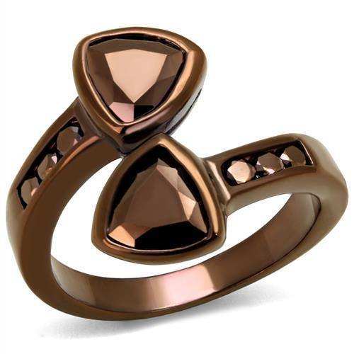 Alamode IP Coffee light Brass Ring with AAA Grade CZ in Light Coffee - Alamode - Flyclothing LLC