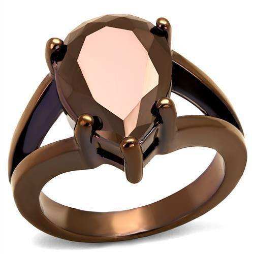 Alamode IP Coffee light Brass Ring with AAA Grade CZ in Light Coffee - Alamode - Flyclothing LLC