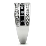 Alamode Rhodium Brass Ring with AAA Grade CZ in Jet - Alamode - Flyclothing LLC