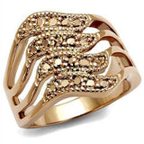 Alamode IP Rose Gold(Ion Plating) Brass Ring with AAA Grade CZ in Metallic Light Gold - Alamode - Flyclothing LLC