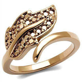 Alamode IP Rose Gold(Ion Plating) Brass Ring with AAA Grade CZ in Metallic Light Gold - Alamode - Flyclothing LLC
