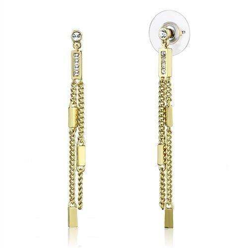 Alamode Gold Brass Earrings with Top Grade Crystal in Clear - Alamode - Flyclothing LLC