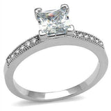 Alamode Rhodium Brass Ring with AAA Grade CZ in Clear - Alamode - Flyclothing LLC