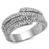 Alamode Rhodium Brass Ring with AAA Grade CZ in Clear - Alamode - Flyclothing LLC
