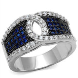 Alamode Rhodium + Ruthenium Brass Ring with AAA Grade CZ in London Blue - Alamode - Flyclothing LLC