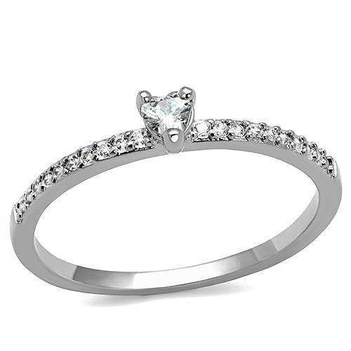 Alamode Rhodium Brass Ring with AAA Grade CZ in Clear - Alamode - Flyclothing LLC