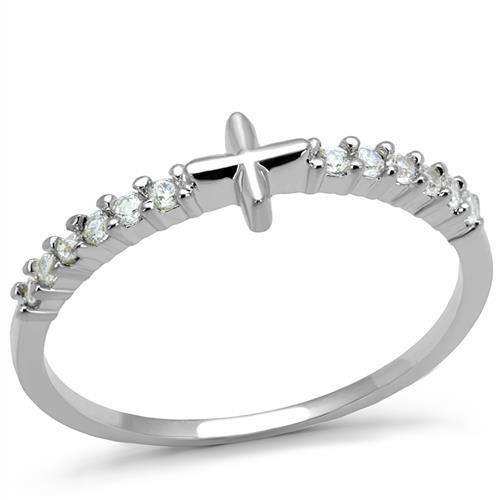 Alamode Rhodium Brass Ring with AAA Grade CZ in Clear - Alamode - Flyclothing LLC