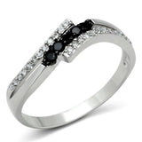 Alamode Rhodium + Ruthenium Brass Ring with AAA Grade CZ in Jet - Alamode - Flyclothing LLC