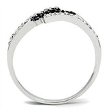 Alamode Rhodium + Ruthenium Brass Ring with AAA Grade CZ in Jet - Alamode - Flyclothing LLC
