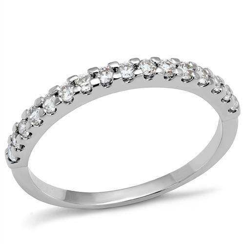 Alamode Rhodium Brass Ring with AAA Grade CZ in Clear - Alamode - Flyclothing LLC