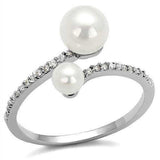 Alamode Rhodium Brass Ring with Synthetic Pearl in White - Alamode - Flyclothing LLC