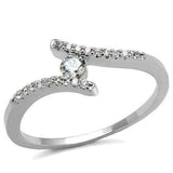 Alamode Rhodium Brass Ring with AAA Grade CZ in Clear - Alamode - Flyclothing LLC