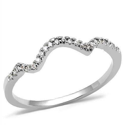 Alamode Rhodium Brass Ring with AAA Grade CZ in Clear - Alamode - Flyclothing LLC