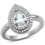 Alamode Rhodium Brass Ring with AAA Grade CZ in Clear - Alamode - Flyclothing LLC