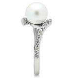 Alamode Rhodium Brass Ring with Synthetic Pearl in White - Alamode - Flyclothing LLC