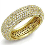 Alamode Gold Brass Ring with AAA Grade CZ in Clear - Alamode - Flyclothing LLC