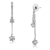 Alamode Rhodium Brass Earrings with AAA Grade CZ in Clear - Alamode - Flyclothing LLC