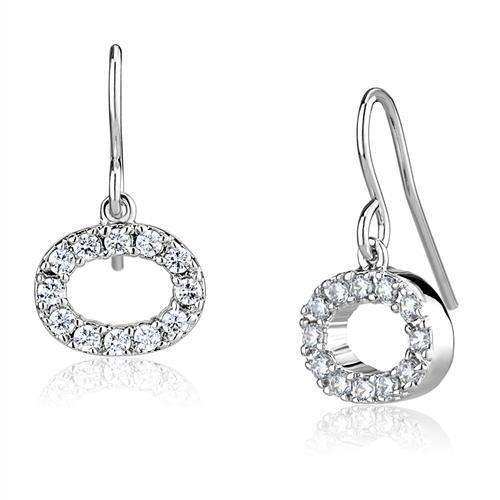 Alamode Rhodium Brass Earrings with AAA Grade CZ in Clear - Alamode - Flyclothing LLC