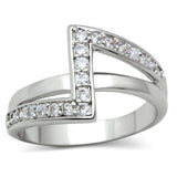 Alamode Rhodium Brass Ring with AAA Grade CZ in Clear - Alamode - Flyclothing LLC