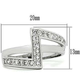 Alamode Rhodium Brass Ring with AAA Grade CZ in Clear - Alamode - Flyclothing LLC