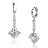 Alamode Rhodium Brass Earrings with AAA Grade CZ in Clear - Alamode - Flyclothing LLC