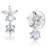 Alamode Rhodium Brass Earrings with AAA Grade CZ in Clear - Alamode - Flyclothing LLC
