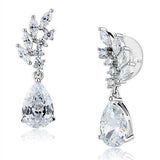 Alamode Rhodium Brass Earrings with AAA Grade CZ in Clear - Alamode - Flyclothing LLC