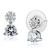 Alamode Rhodium Brass Earrings with AAA Grade CZ in Clear - Alamode - Flyclothing LLC