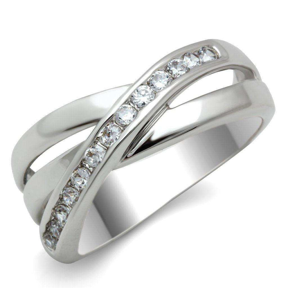 Alamode Rhodium Brass Ring with AAA Grade CZ in Clear - Alamode - Flyclothing LLC