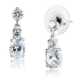Alamode Rhodium Brass Earrings with AAA Grade CZ in Clear - Alamode - Flyclothing LLC
