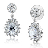 Alamode Rhodium Brass Earrings with AAA Grade CZ in Clear - Alamode - Flyclothing LLC