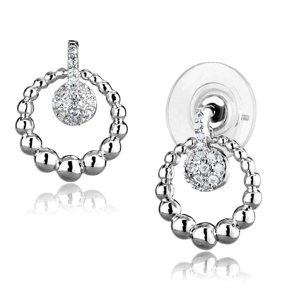 Alamode Rhodium Brass Earrings with AAA Grade CZ in Clear - Alamode - Flyclothing LLC