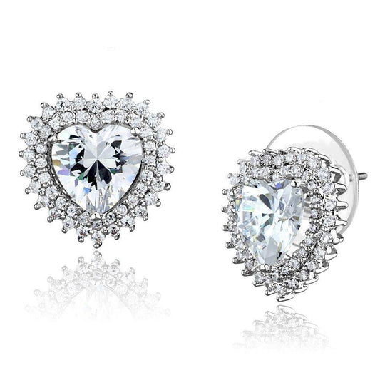Alamode Rhodium Brass Earrings with AAA Grade CZ in Clear - Alamode - Flyclothing LLC