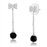 Alamode Rhodium Brass Earrings with AAA Grade CZ in Clear - Alamode - Flyclothing LLC