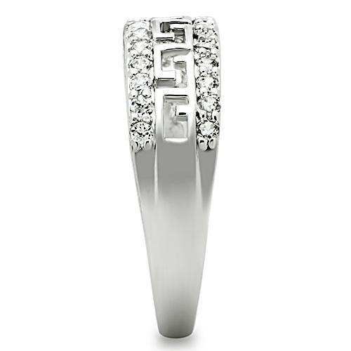 Alamode Rhodium Brass Ring with AAA Grade CZ in Clear - Alamode - Flyclothing LLC