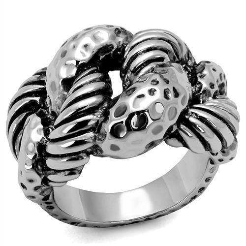 Alamode Rhodium Brass Ring with Epoxy in Jet - Alamode - Flyclothing LLC