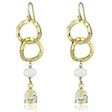 Alamode Gold Brass Earrings with Semi-Precious Pearl in White - Alamode - Flyclothing LLC