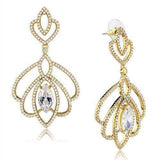 Alamode Gold Brass Earrings with AAA Grade CZ in Clear - Alamode - Flyclothing LLC