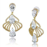 Alamode Gold Brass Earrings with AAA Grade CZ in Clear - Alamode - Flyclothing LLC