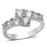 Alamode Rhodium Brass Ring with AAA Grade CZ in Clear - Alamode - Flyclothing LLC