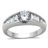 Alamode Rhodium Brass Ring with AAA Grade CZ in Clear - Alamode - Flyclothing LLC