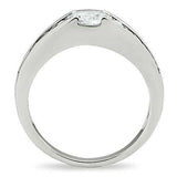 Alamode Rhodium Brass Ring with AAA Grade CZ in Clear - Alamode - Flyclothing LLC