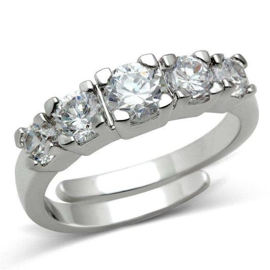 Alamode Rhodium Brass Ring with AAA Grade CZ in Clear - Alamode - Flyclothing LLC