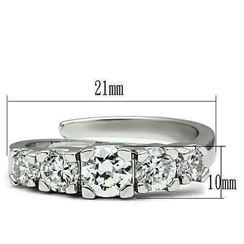 Alamode Rhodium Brass Ring with AAA Grade CZ in Clear - Alamode - Flyclothing LLC