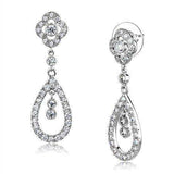 Alamode Rhodium Brass Earrings with AAA Grade CZ in Clear - Alamode - Flyclothing LLC