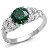 Alamode Rhodium Brass Ring with Synthetic Spinel in Emerald - Alamode - Flyclothing LLC